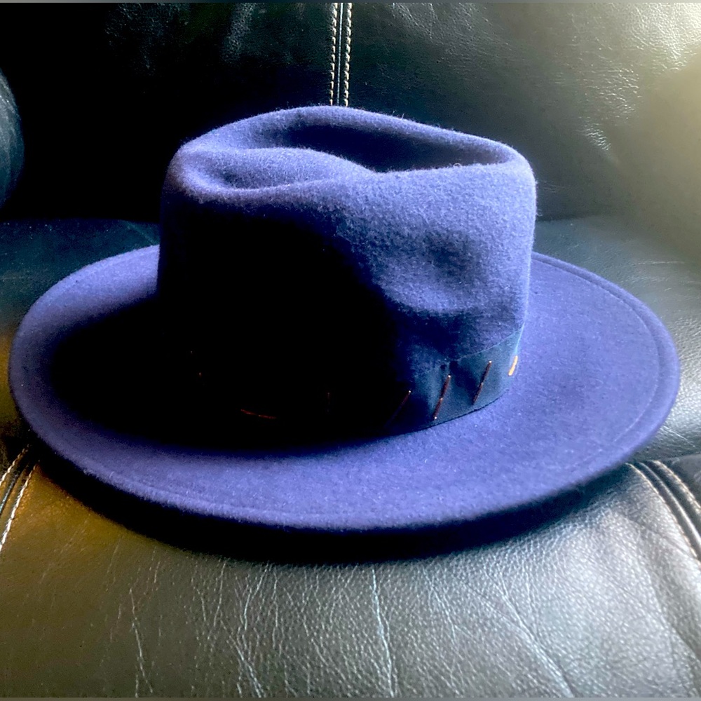 Navy Blue Wool Fedora